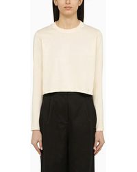 Loulou de Saison - Ivory Cotton Crew-Neck Jumper - Lyst