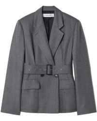 Lanvin - Tailored Wool Jacket With Belted Waist And Structured Silhouette - Lyst