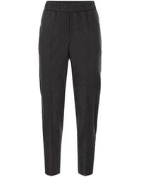 Peserico - Virgin Wool And Cashmere Tapered Trousers With Elasticated Waistband - Lyst