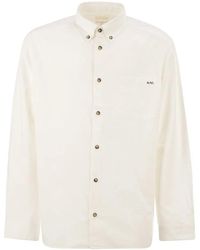 A.P.C. - Cotton Button-Down Shirt With Embroidered Logo - Lyst