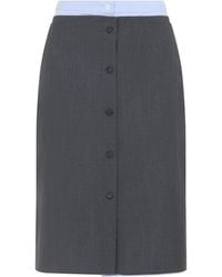 Prada - Ardesia Wool And Cotton Skirt - Lyst