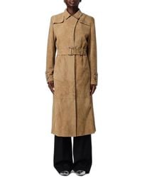 Golden Goose - "Journey W's Peggy" Trench Coat With Belt Light Suede - Lyst