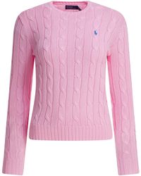 Polo Ralph Lauren - Crew-Neck Cable-Knit Sweater With Logo - Lyst