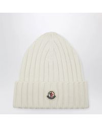Moncler - Cable-Knit Wool Beanie With Logo - Lyst