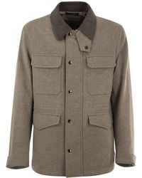 Montecore - Virgin Wool Field Jacket With Alcantara Details - Lyst
