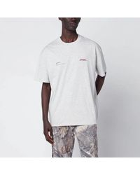 Represent - Cream Marl T-Shirt With Logo - Lyst