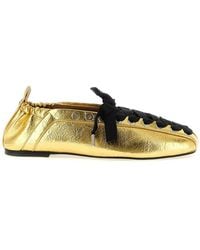 Ganni - 'Lace-Up' Ballet Flats - Lyst