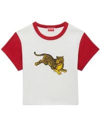 KENZO - Jumping Tiger Cropped Cotton T-Shirt - Lyst