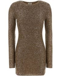 Saint Laurent - Embellished Fabric Mini Dress - Lyst