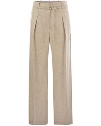 Brunello Cucinelli - Virgin Wool And Cashmere Trousers With Necklace - Lyst