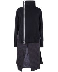 Sacai - Stripe Doeskin X Wool Knit Coat Dress - Lyst