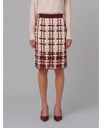 SUTTON NEW YORK - Burgundy Mesh Midi Skirt - Lyst