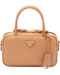 Prada - Mini Leather Top Handle Bag With Shoulder Strap - Lyst