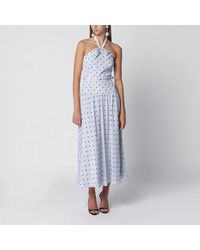 Alessandra Rich - Silk Midi Dress With Polka Dots - Lyst