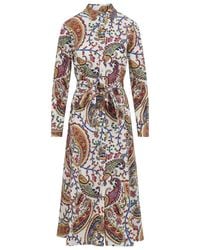Etro - Midi Shirt Dress With Belt - Lyst