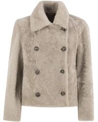 Brunello Cucinelli - Double-Breasted Shearling Jacket - Lyst