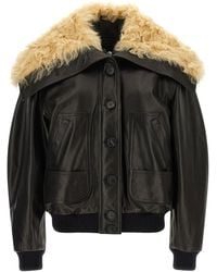 The Attico - Shearling Neck Bomber Jacket - Lyst