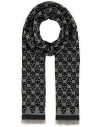 McQueen - Embroidered Wool Blend Foulard - Lyst