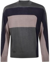 Emporio Armani - Round Neck Tricolor Sweater - Lyst