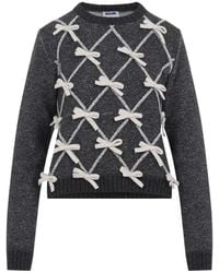 Moschino - Fantasia Grigio Bow Sweater - Lyst