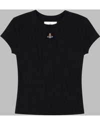Vivienne Westwood - Vivienne Westwood Logo-Embroidered Cropped Viscose T-Shirt - Lyst