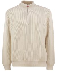 Kiton - Pure Cashmere Ribbed Half-Zip Jumper - Lyst
