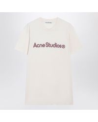 Acne Studios - Pale Cotton Tshirt With Logo - Lyst