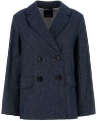 Max Mara - Max Mara S Stretch Denim Nero Blazer - Lyst