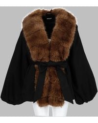 ROTATE BIRGER CHRISTENSEN - Voluminous Fur Collar Belted Casual Jacket - Lyst
