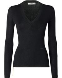 Fendi - Ribbed-Knit V-Neck Sweater - Lyst
