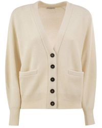 Brunello Cucinelli - Ribbed Cashmere V-Neck Cardigan - Lyst