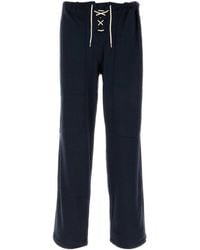Bode - Navy Blue Cotton And Lyocell joggers - Lyst