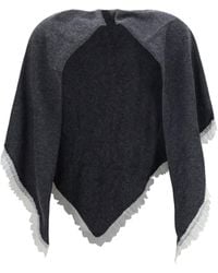 Ganni - Openwork Wool Cape - Lyst