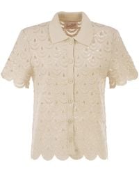 MC2 Saint Barth - Crochet Polo Cardigan With Sequins - Lyst