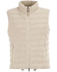 Brunello Cucinelli - Padded Cotton Waistcoat With Sequins And Precious Details - Lyst