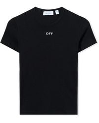 Off-White c/o Virgil Abloh - Off- Logo-Embroidered Cotton T-Shirt - Lyst