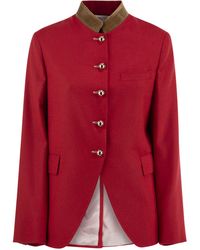 Fay - Viscose And Wool Blend Jacket With Contrasting Collar - Lyst