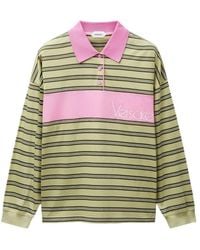 Versace - Striped Cotton Polo Shirt With Inlay - Lyst