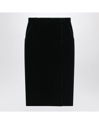 Saint Laurent - Velvet Wrap Midi Skirt - Lyst