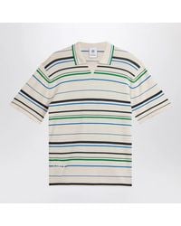 adidas - Striped Polo Shirt - Lyst