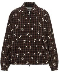 Ganni - 'Check Flower' Bomber Jacket - Lyst