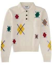 MSGM - Polo Shirt With "Argyle" Pattern - Lyst