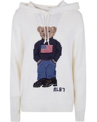Polo Ralph Lauren - Polo Bear Linen Blend Hooded Jumper - Lyst