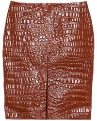 Saint Laurent - Embossed Leather Mini Skirt - Lyst
