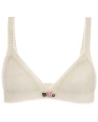 Alessandra Rich - Carded Mohair Knit Bra With Embroidery - Lyst