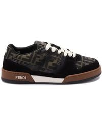 Fendi - Match Low-Top Ff Jacquard Fabric And Suede Sneakers - Lyst