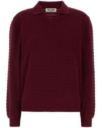 Miu Miu - Embroidered Cotton Polo Shirt - Lyst