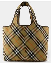 Burberry - Embroidered Canvas Medium Check Shopping Bag - Lyst