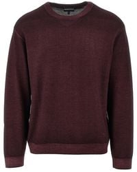 Emporio Armani - Garment Dyed Wool Crewneck Sweater - Lyst