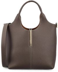 Tod's - Leather Mini Tote Bag With Branded Metal Bar Accessory - Lyst